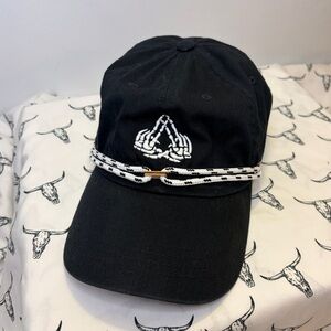 Black Cap with White Rope & Skeleton Hands
